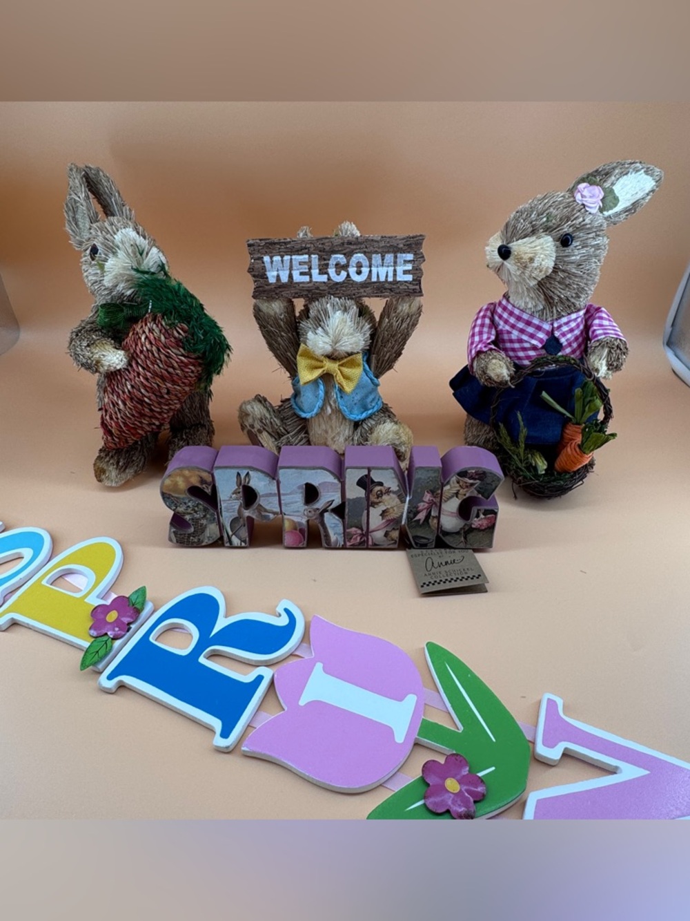 Easter Bunny Welcome Figurine Spring Décor